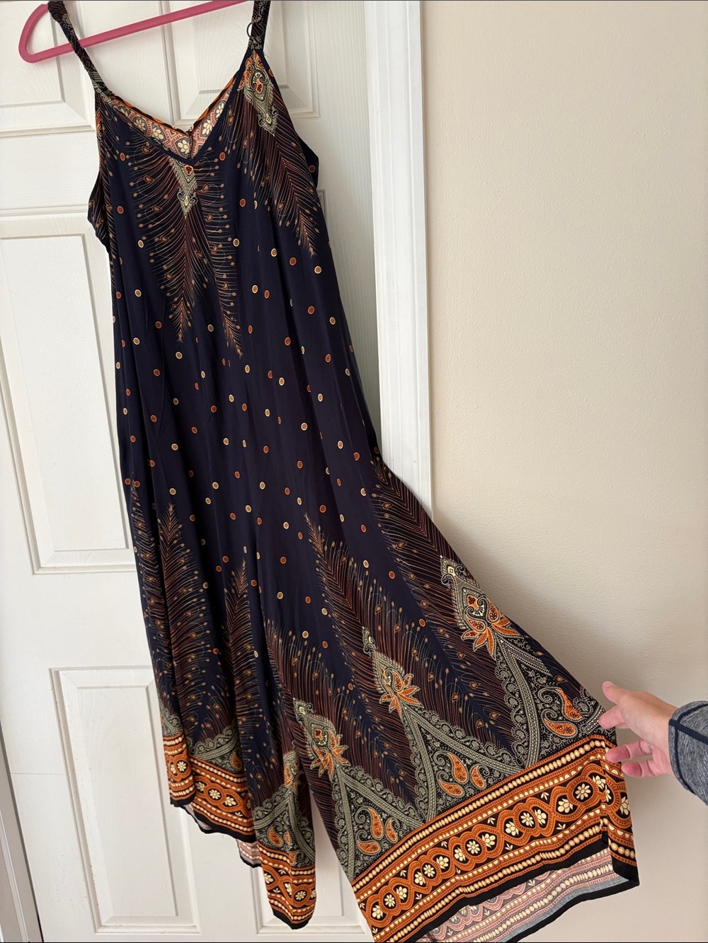 BloomChic Black Jumpsuit with Orange Paisley Accents - Picture 3 of 6